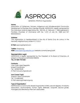 ASPROCIG GENERAL PROFILE Organization ​ ​ ​ ​