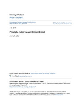 Parabolic Solar Trough Design Report