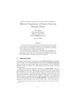 Efficient Compression of Generic Function Dispatch