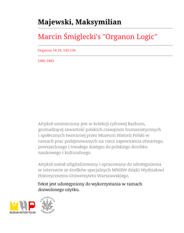 Marcin Śmigleckfs Organon Logic