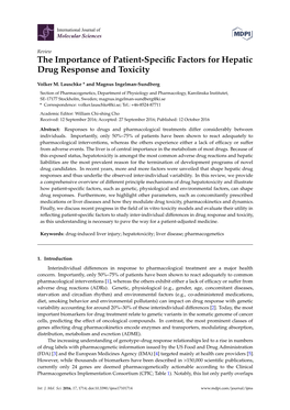 The Importance of Patient-Specific Factors for Hepatic Drug Response