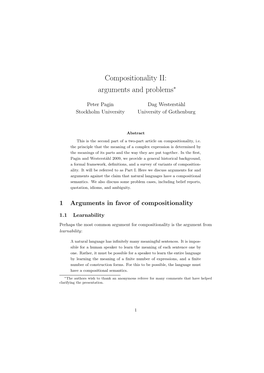 Compositionality II: Arguments and Problems∗