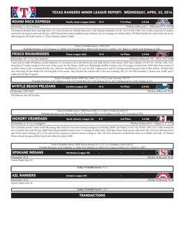 Minor League Report 04.23.14.Indd