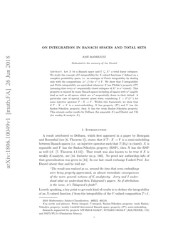 ON INTEGRATION in BANACH SPACES and TOTAL SETS 3 and X Has Property (D′), Then X Has the Weak Radon-Nikod´Ym Property (WRNP), See Theorem 4.8