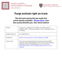 Fungi Evolved Right on Track