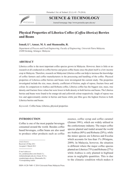 Physical Properties of Liberica Coffee (Coffea Liberica) Berries and Beans