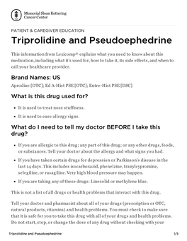 Triprolidine and Pseudoephedrine