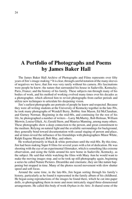 A Portfolio of Photographs and Poems by James Baker Hall
