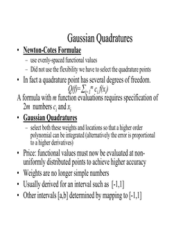 Gaussian Quadratures