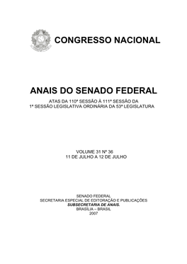 Congresso Nacional Anais Do Senado Federal