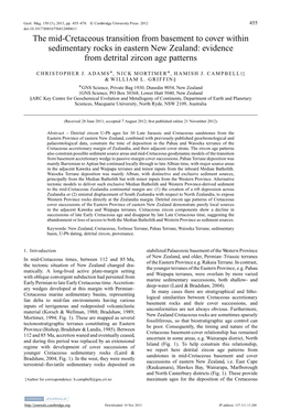 The Mid-Cretaceous Transition from Basement to Cover Within Sedimentary Rocks in Eastern New Zealand: Evidence from Detrital Zircon Age Patterns