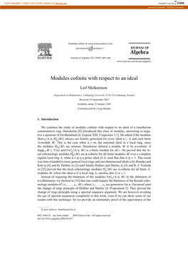 Modules Cofinite with Respect to an Ideal