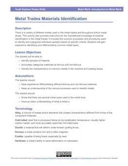 Metal Trades Materials Identification