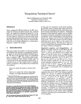 Triangulating Topological Spaces*