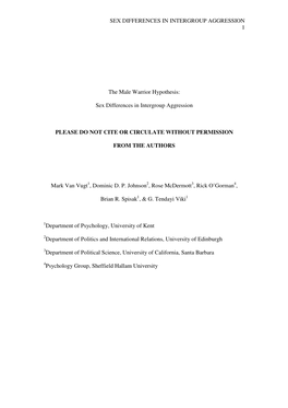 Sex Differences in Intergroup Aggression 1