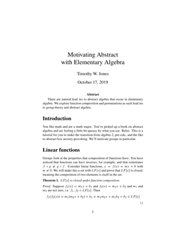 Motivating Abstract with Elementary Algebra