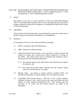 Rule 4682 Polystyrene, Polyethylene, and Polypropylene Products