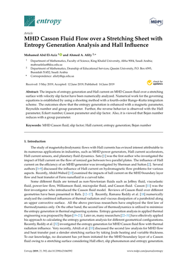 MHD Casson Fluid Flow Over a Stretching Sheet with Entropy Generation Analysis and Hall Inﬂuence