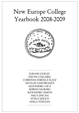 New Europe College Yearbook 2008-2009