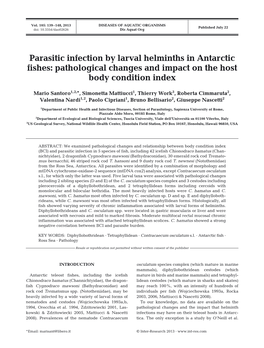 Parasitic Infection by Larval Helminths in Antarctic Fishes: Pathological Changes and Impact on the Host Body Condition Index