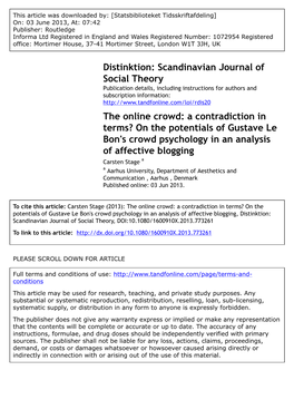 The Online Crowd: a Contradiction in Terms? on the Potentials of Gustave