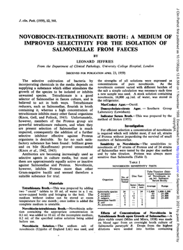 Novobiocin-Tetrathionate Broth