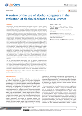 A Review of the Use of Alcohol Congeners in the Evaluation of Alcohol Facilitated Sexual Crimes