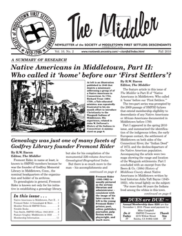 Native Americans in Middletown, Part II: Who Called It ‘Home’ Before Our ‘First Settlers’?