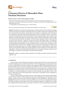 Consumer Drivers of Muscadine Wine Purchase Decisions