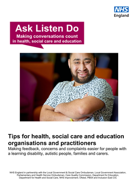 Ask Listen Do Making Conversations Count in Health, Social Care and Education