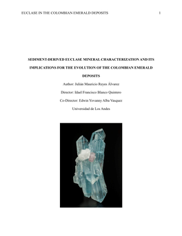 Sediment-Derived Euclase Mineral Characterization and Its