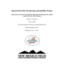 Questa Rock Pile Weathering and Stability Project