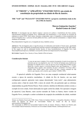 ENGENHO NOVO: Um Estudo De Constituição Da Propriedade Na Cidade Do Rio De Janeiro
