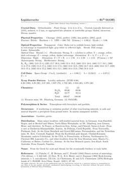 Lepidocrocite Γ–Fe3+O(OH)