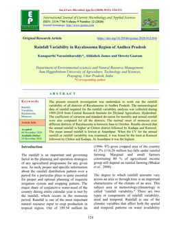 Rainfall Variability in Rayalaseema Region of Andhra Pradesh