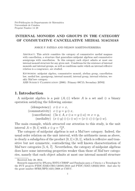 Internal Monoids and Groups in the Category of Commutative Cancellative Medial Magmas