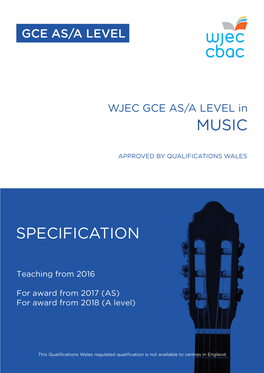 WJEC GCE AS/A LEVEL in MUSIC