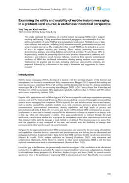 Examining the Utility and Usability of Mobile Instant Messaging in a Graduate-Level Course: a Usefulness Theoretical Perspective