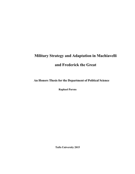 Military Strategy and Adaptation in Machiavelli and Frederick the Great