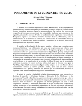 Poblamiento De La Cuenca Del Río Zulia