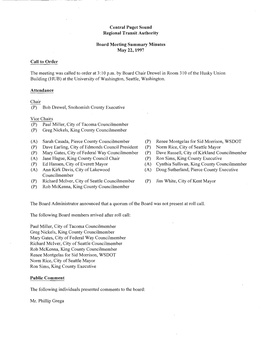 Central Puget Sound Regional Transit Authority Board Meeting Summary