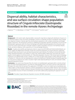 Dispersal Ability, Habitat Characteristics, and Sea-Surface