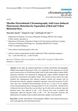 Micellar Electrokinetic Chromatography with Laser-Induced Fluorescence Detection for Separation of Red and Yellow Historical Dyes