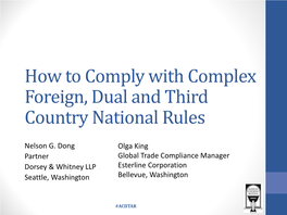 How to Comply with Complex Foreign, Dual and Third Country National Rules