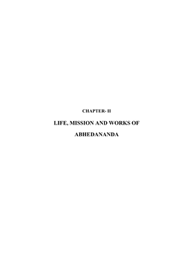 Life, Mission and Works of Abhedananda