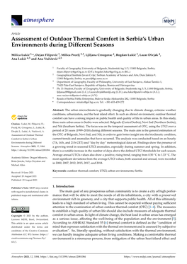 Assessment of Outdoor Thermal Comfort in Serbia's Urban Environments During Different Seasons