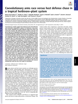 Coevolutionary Arms Race Versus Host Defense Chase in a Tropical