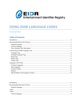 Using Eidr Language Codes