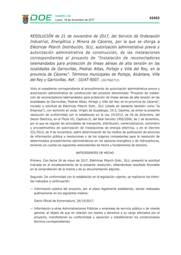 RESOLUCIÓN De 21 De Noviembre De 2017, Del Servicio De Ordenación