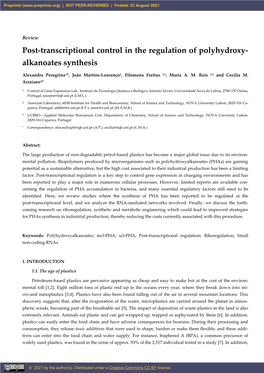 Post-Transcriptional Control in the Regulation of Polyhydroxy- Alkanoates Synthesis